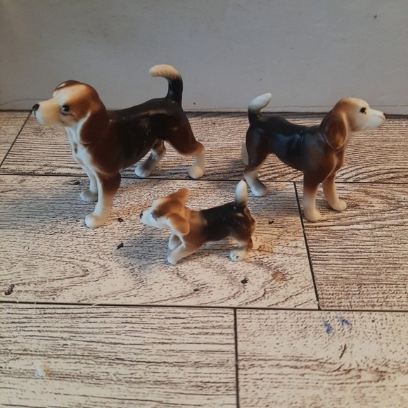 Set of 3 Miniature Mini Porcelain Dogs Beagles Figurines - Picture 13 of 15